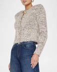 Una Knit Cardigan Black/Ivory/Gold Multi