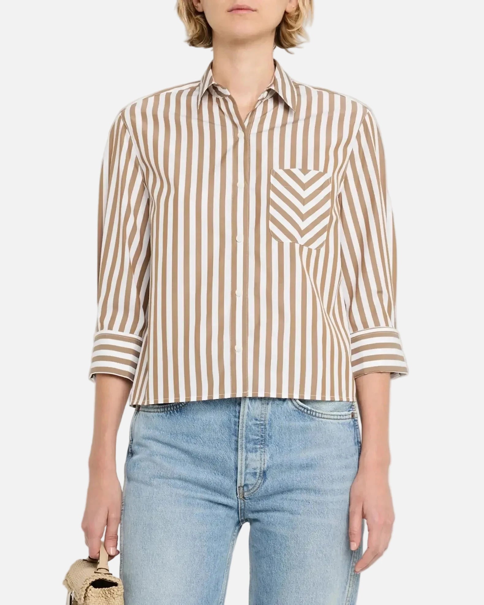 Lucia Stripe Poplin Brown Tops - Button Down rag & bone 
