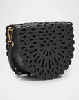 McCall Laser Cut Leather Saddle Black Crossbody Simkhai 