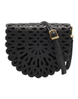 McCall Laser Cut Leather Saddle Black Crossbody Simkhai 