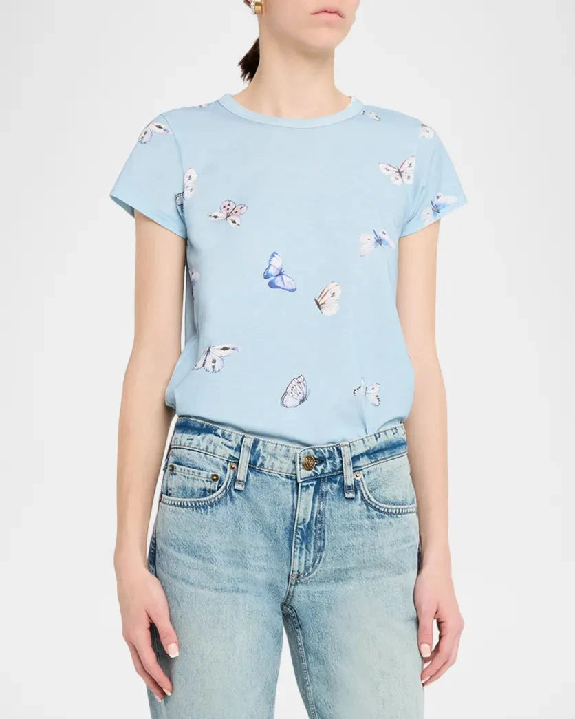 All Over Tammy Butterfly Tee Light Blue Tops - Tees rag & bone 