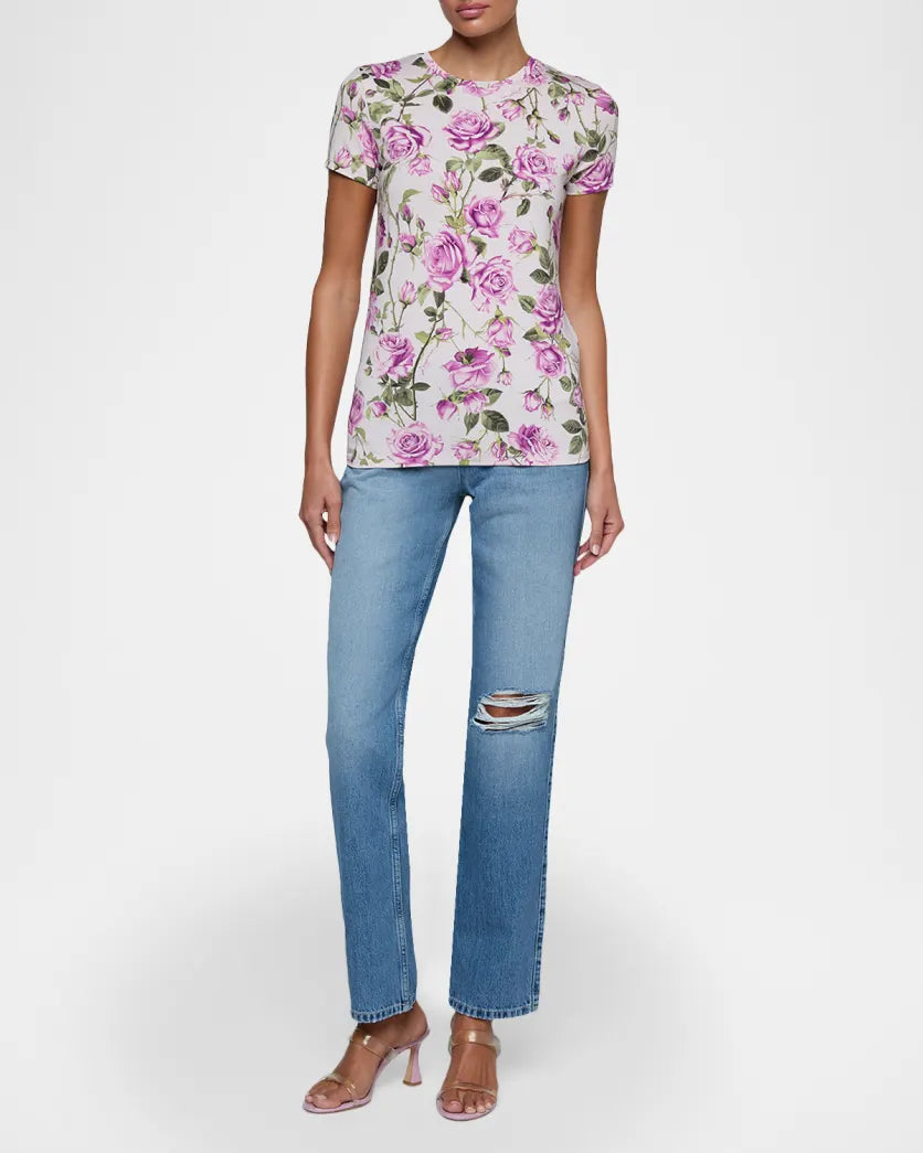 Ressi Fitted Crew Tee Grandfloral Rose Light Purple