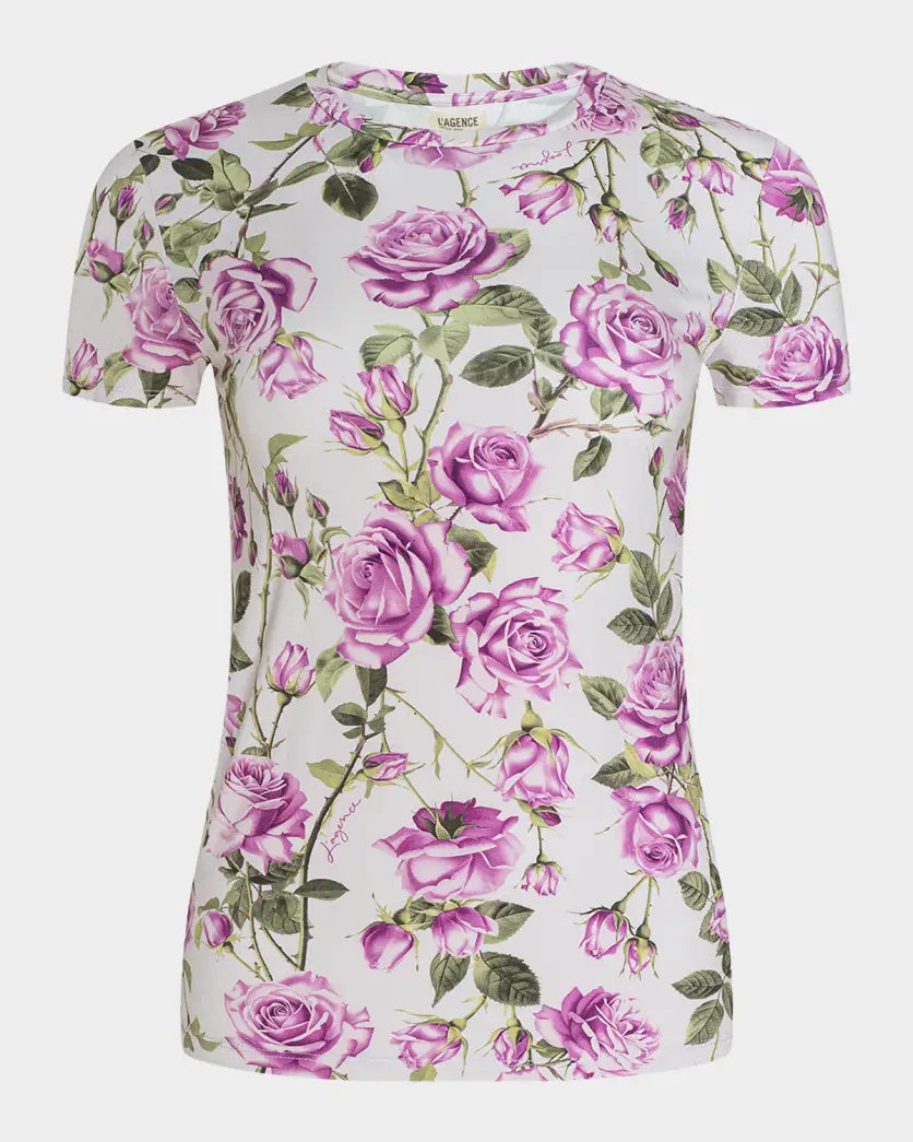 Ressi Fitted Crew Tee Grandfloral Rose Light Purple