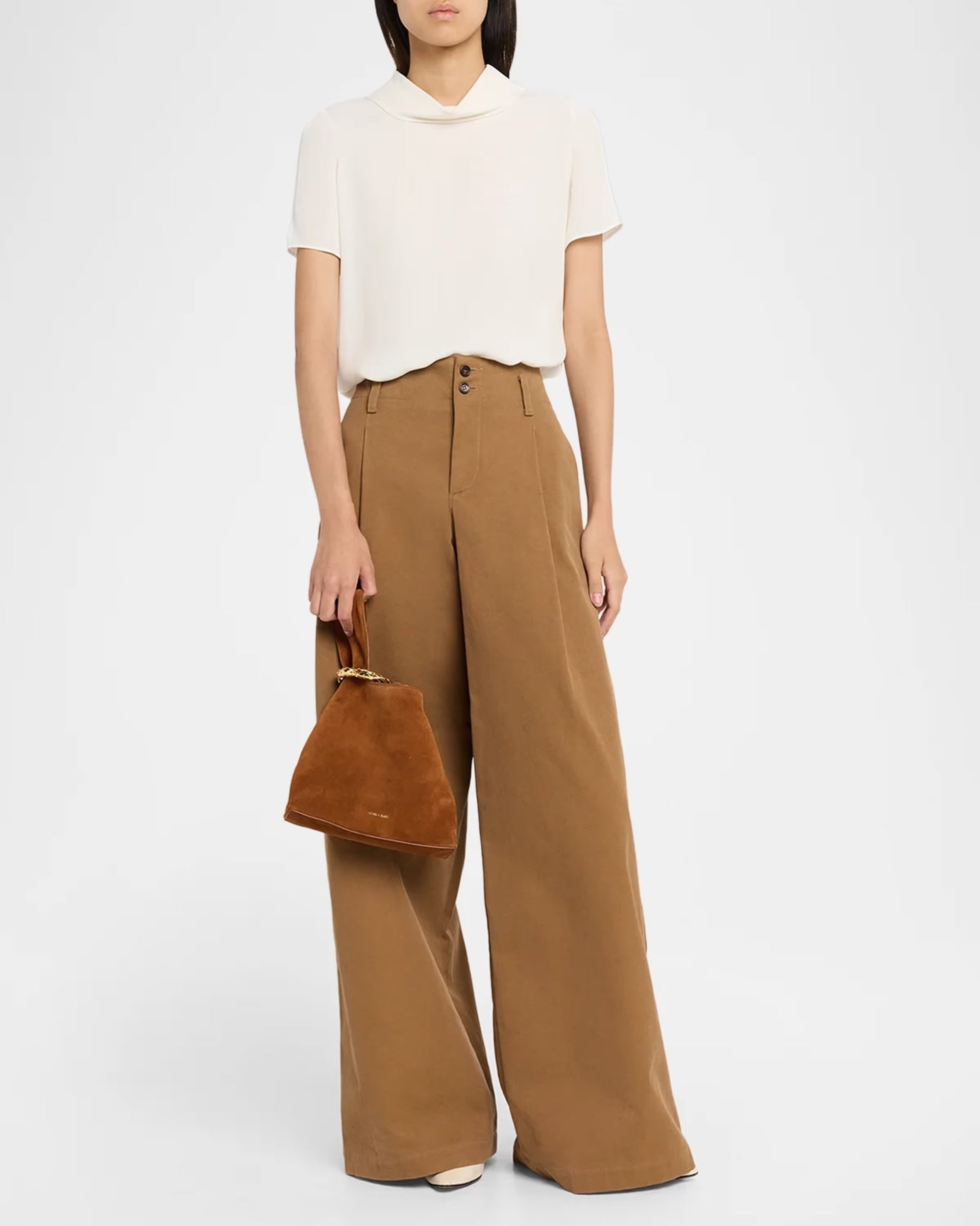 Suede Swing Bag Tobacco Clutch Veronica Beard 