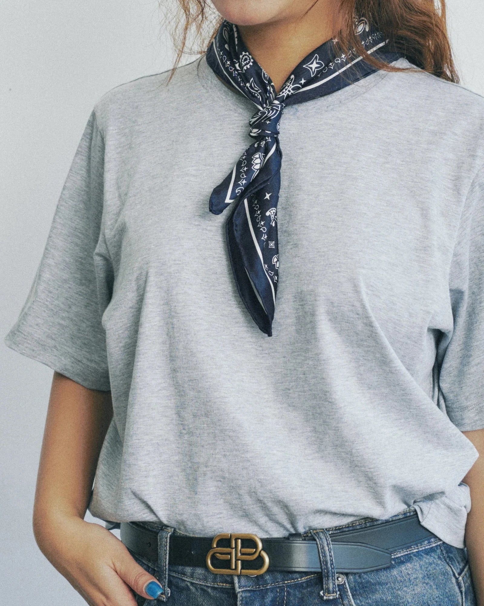 Paisley Silk Bandana Scarf Midnight Blue Scarves Lost Pattern NYC 