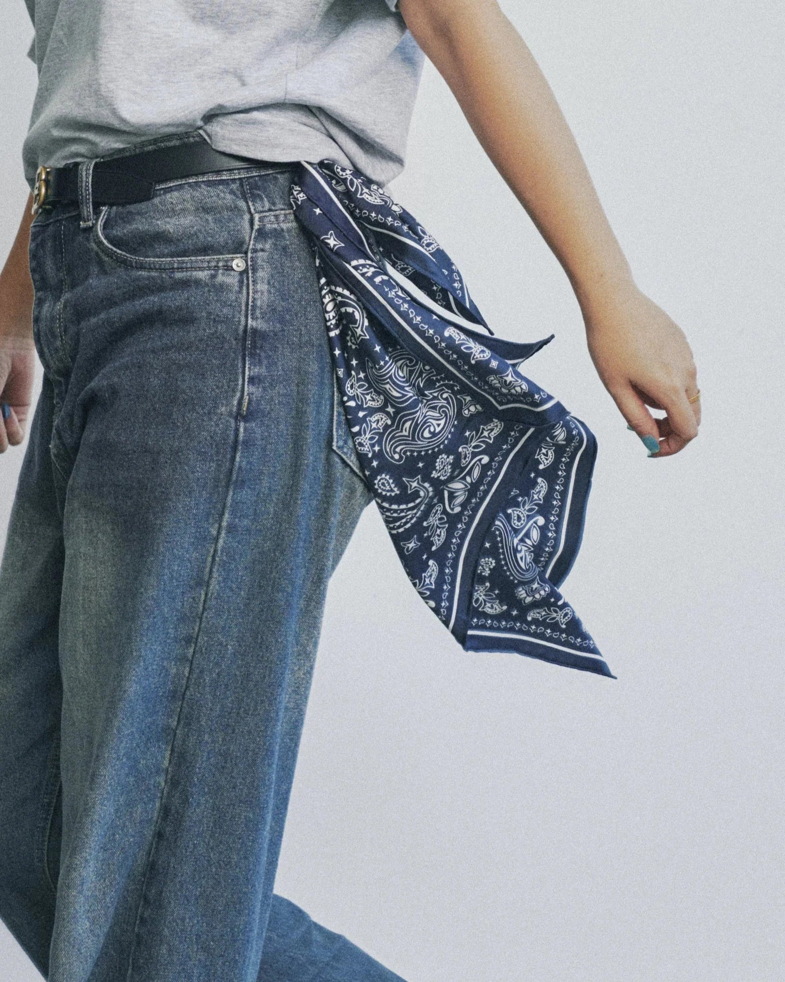 Paisley Silk Bandana Scarf Midnight Blue Scarves Lost Pattern NYC 