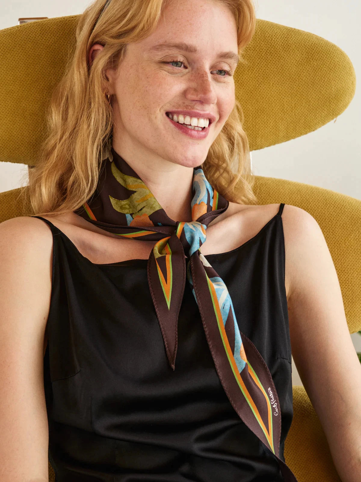 Ethereal Mirage Silk Diamond Neckerchief Dark Brown Scarves Lost Pattern NYC 