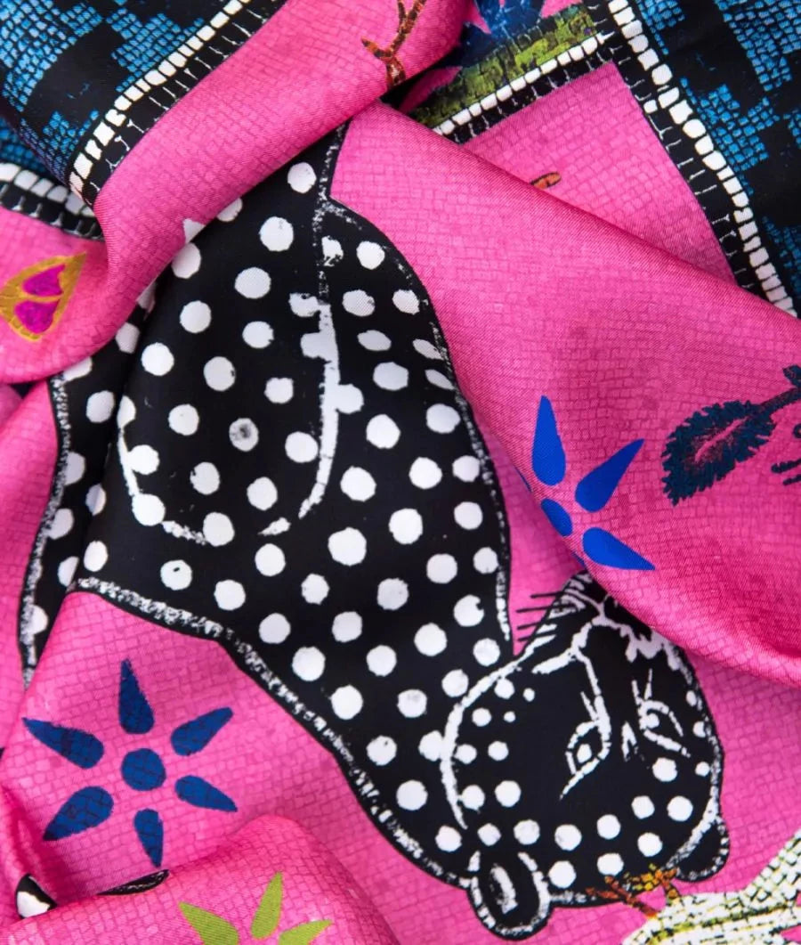 Ocelot Silk Scarf Fuchsia Scarves Ortigia 