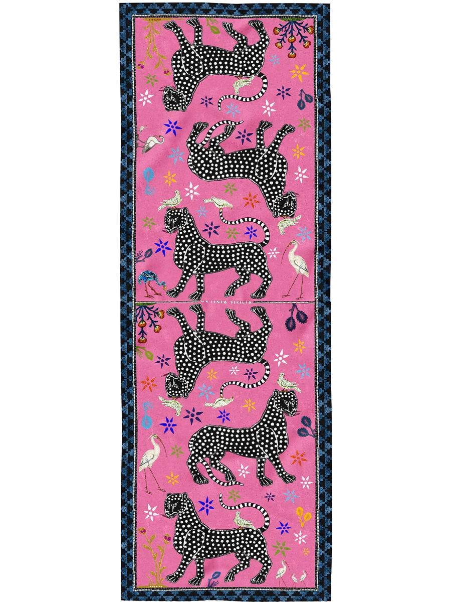 Ocelot Silk Scarf Fuchsia Scarves Ortigia 