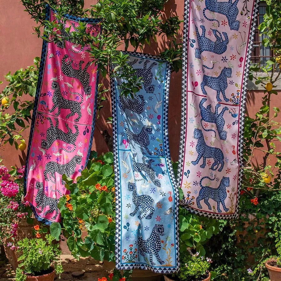 Ocelot Silk Scarf Fuchsia Scarves Ortigia 