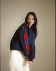 The Track Liner Navy/Burgundy Stripe