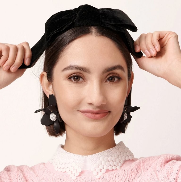 Shirley Wide Ribbon Headband Jet Accessories - Beauty & Hair Lele Sadoughi 