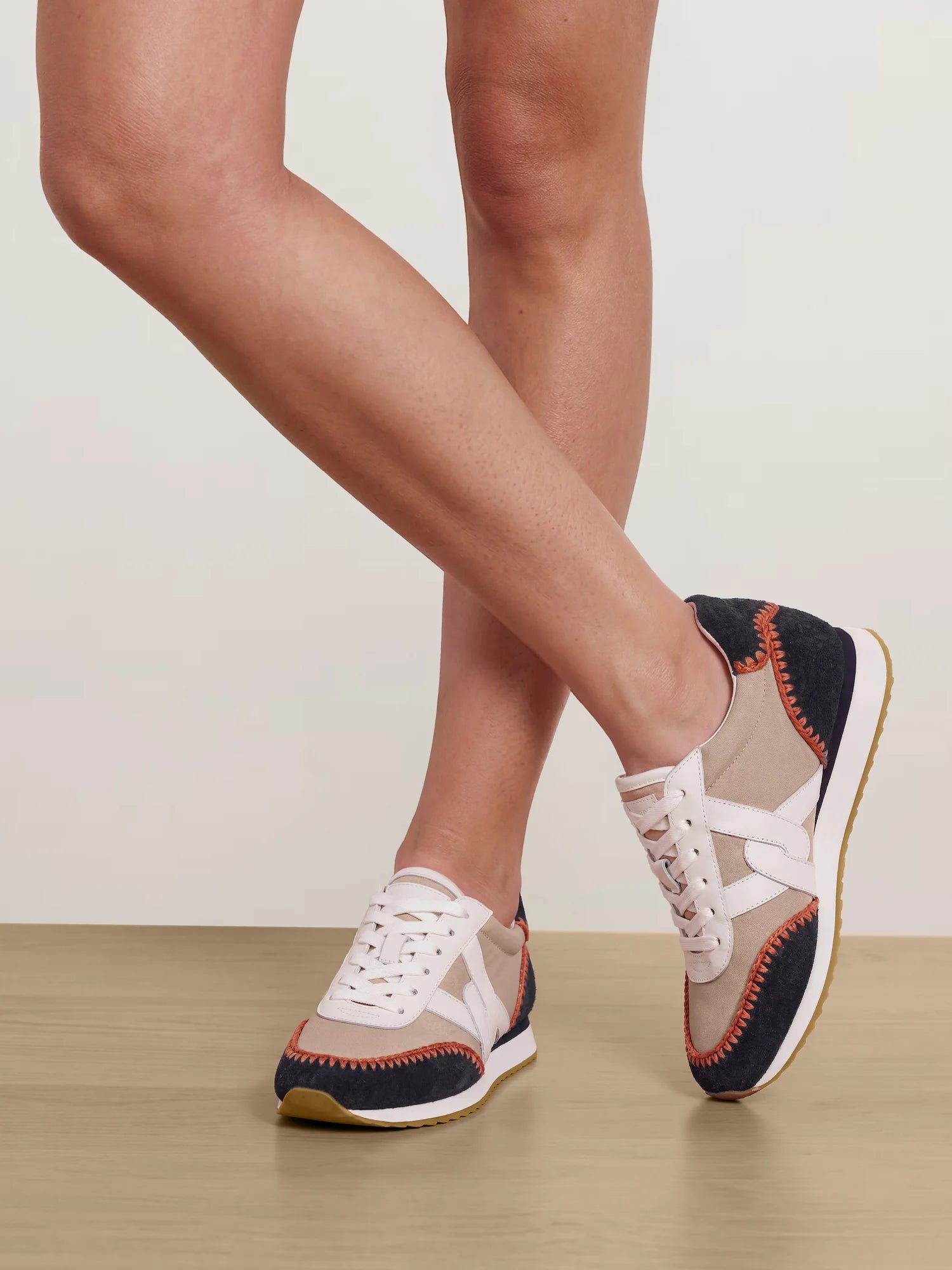 Penrose Whipstitch Sneaker Sand/ Navy