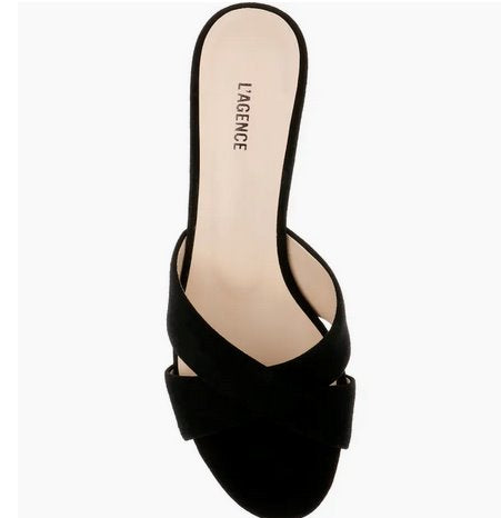 Aveline Suede Black Shoes - Sandals - Heeled Sandals L&#39;Agence Shoes 