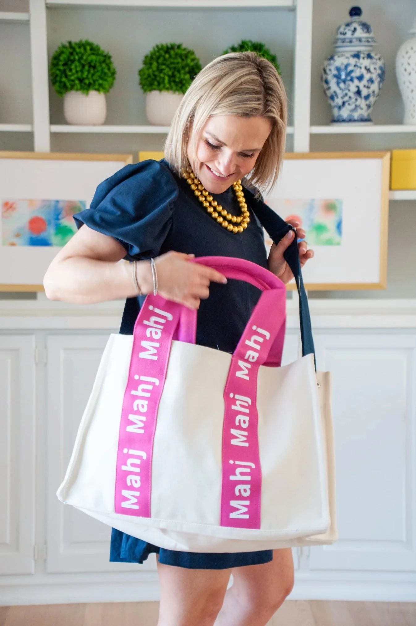 Mahj It All Pink Tote & Satchel Oh My Mahjong 