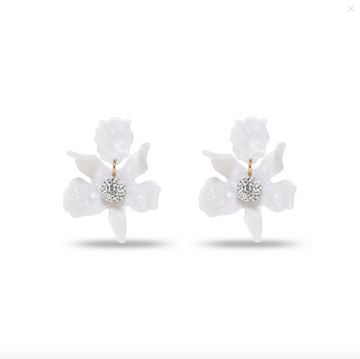 Small Crystal Lily Earrings Mother Of Pearl