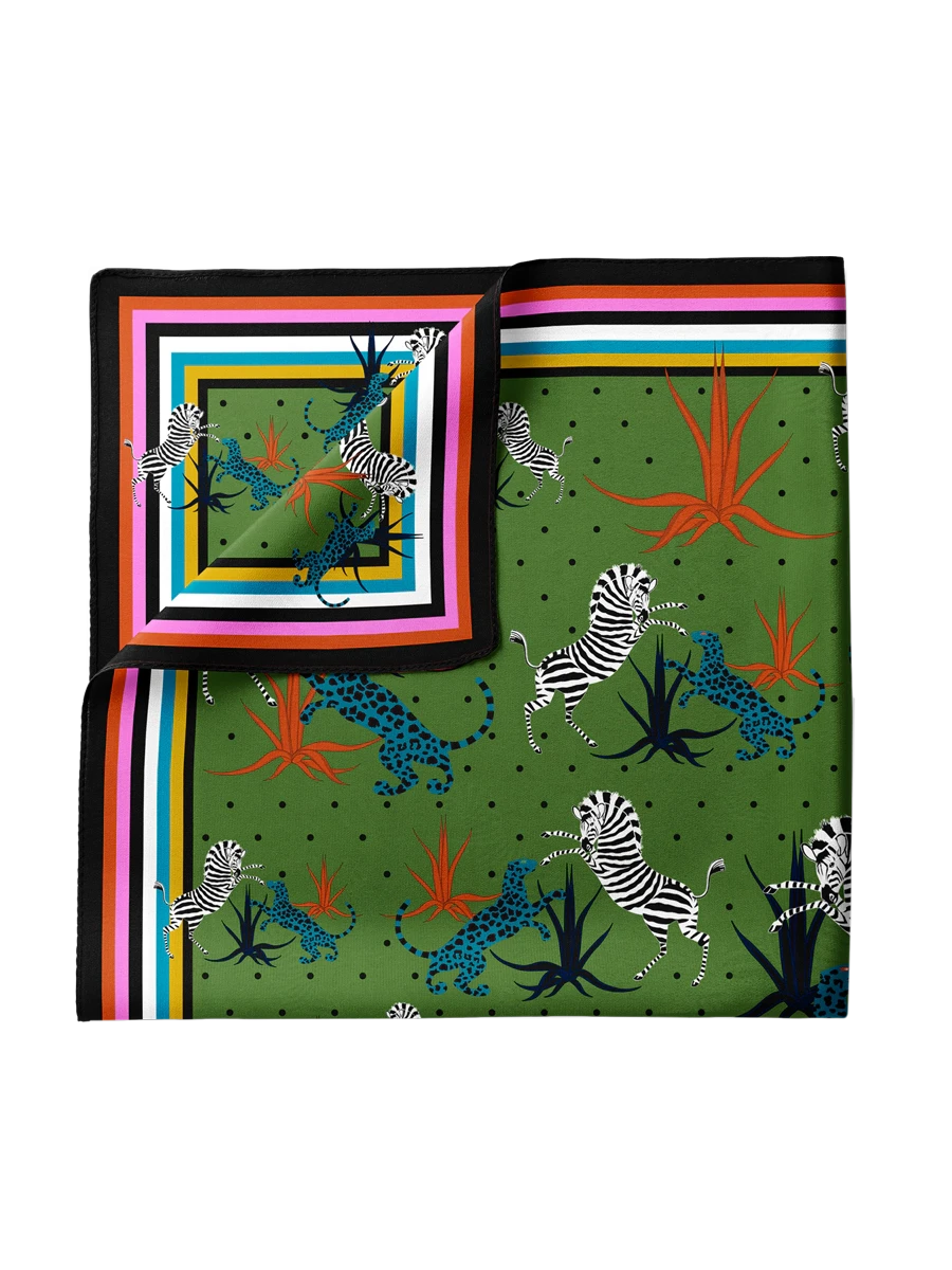 Jungle Pocket Square Green Scarves Ortigia 