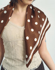 Retro Polka Dot Silk Bandana Scarf Cafe Au Lait Scarves Lost Pattern NYC 