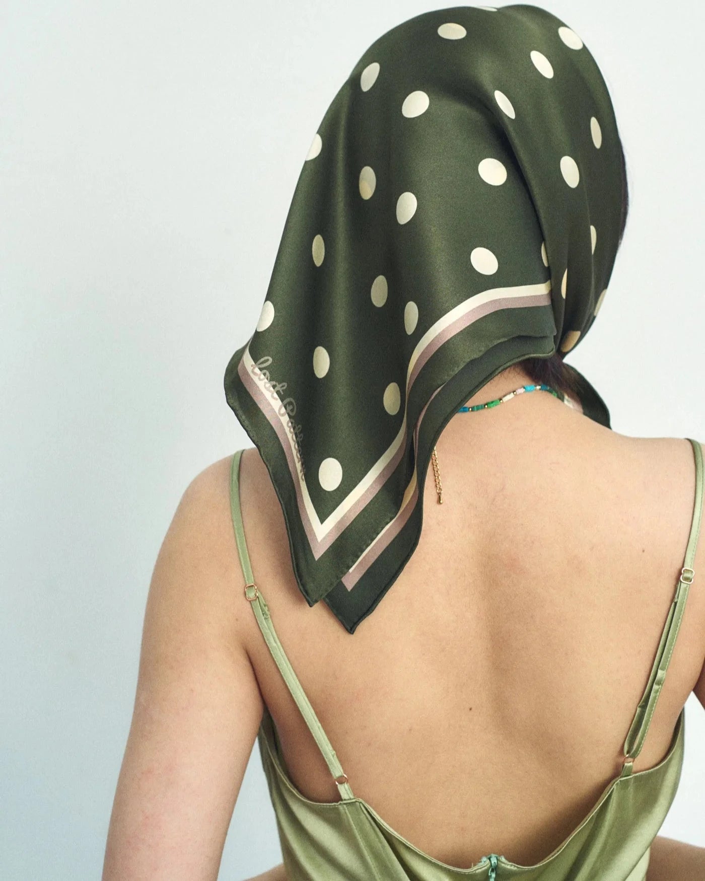 Retro Polka Dot Silk Bandana Scarf Matcha Scarves Lost Pattern NYC 