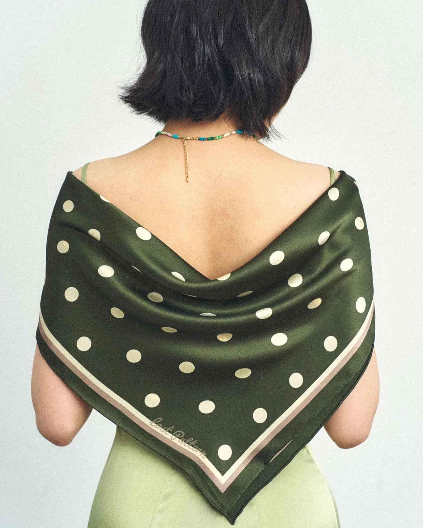 Retro Polka Dot Silk Bandana Scarf Matcha Scarves Lost Pattern NYC 