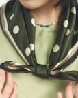 Retro Polka Dot Silk Bandana Scarf Matcha Scarves Lost Pattern NYC 