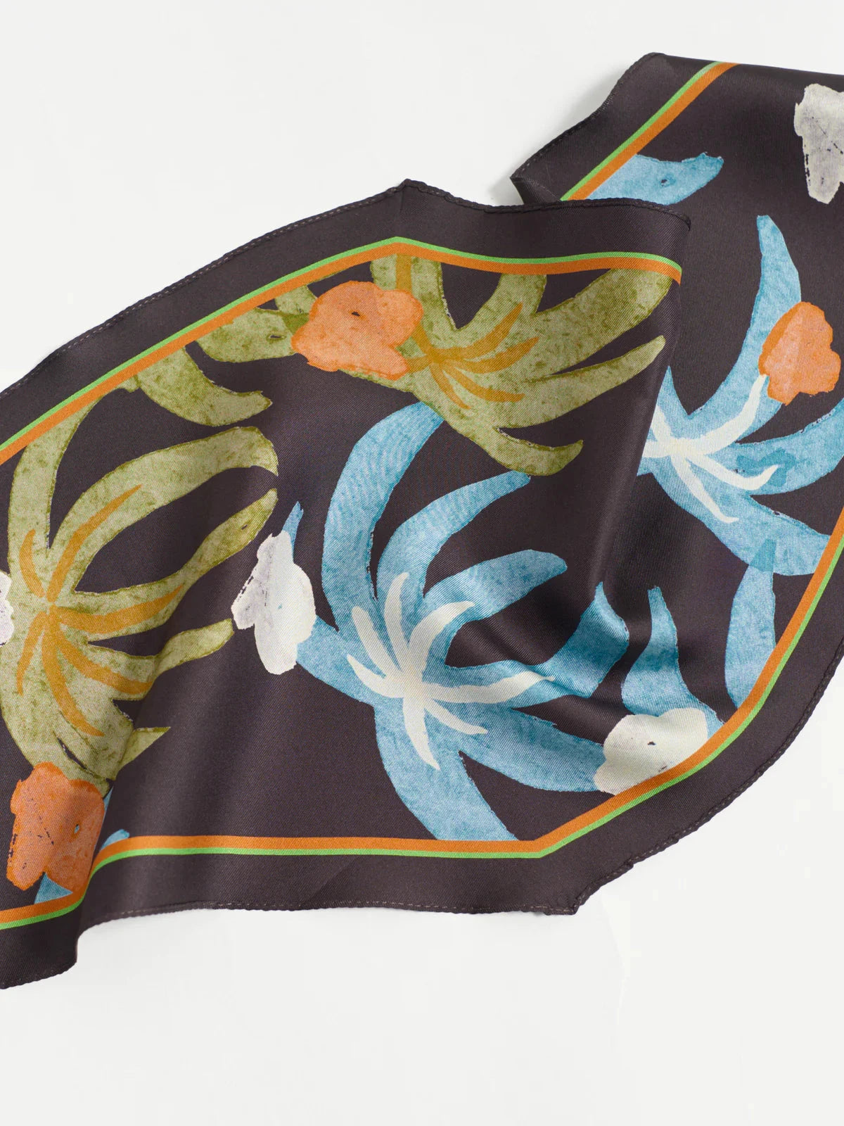 Ethereal Mirage Silk Diamond Neckerchief Dark Brown Scarves Lost Pattern NYC 