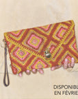 Raffia Alicia Clutch Pink Clutch Claris Virot 