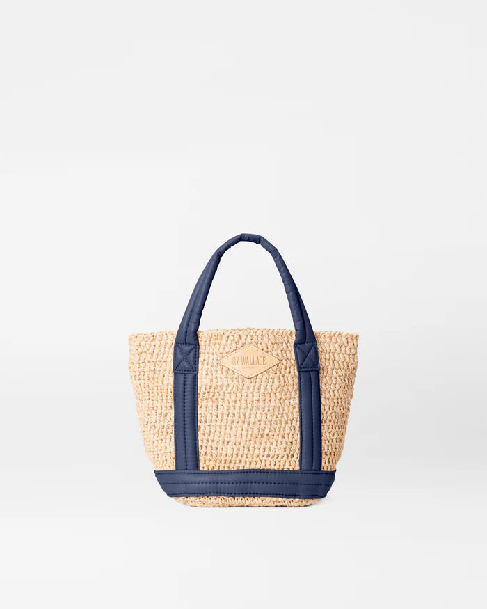 Raffia Tote Mini Raffia/ Navy Handbags - Crossbody MZ Wallace 