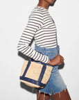 Raffia Tote Mini Raffia/ Navy Handbags - Crossbody MZ Wallace 