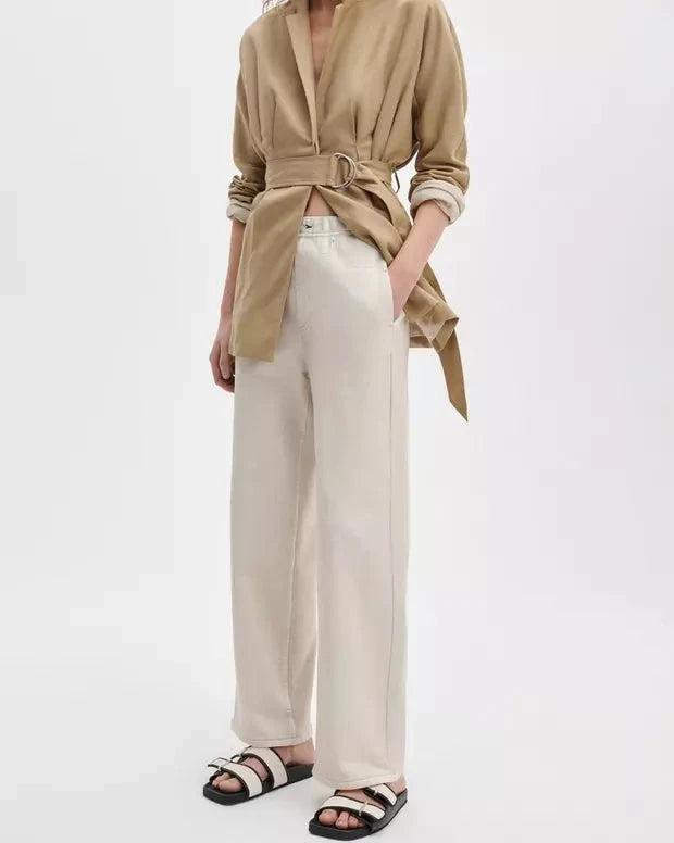 Miramar Ankle Wide Pull On Ecru Denim - Cropped &amp; Ankle rag &amp; bone 