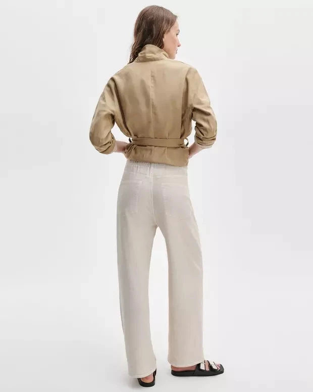 Miramar Ankle Wide Pull On Ecru Denim - Cropped &amp; Ankle rag &amp; bone 