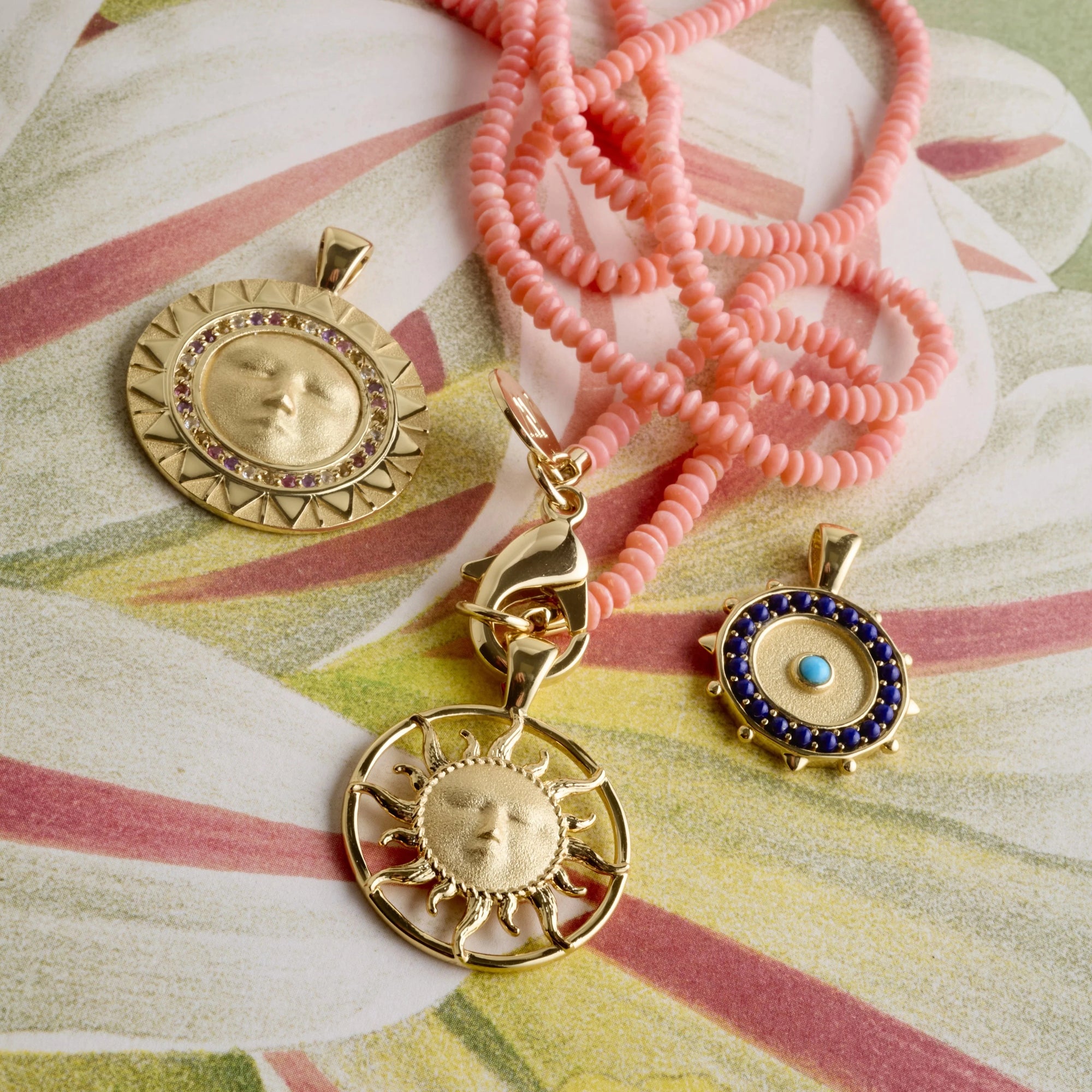 Strong Blazing Sun Coin Pendant 16-18" Classic Rolo Necklaces Jane Win 