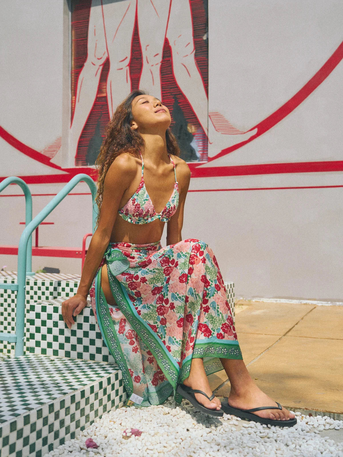 Le Jardin Beach Sarong Wrap Pastel Blush Skirts - Midi Lost Pattern NYC 