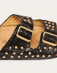 Odette Sandal Black Python Sandals - Flat Sandals Claris Virot 