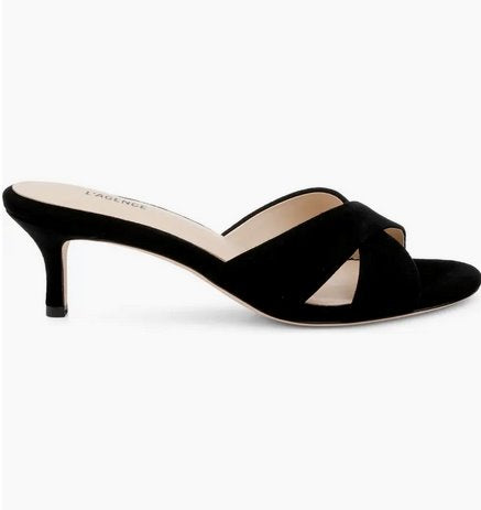 Aveline Suede Black Shoes - Sandals - Heeled Sandals L&#39;Agence Shoes 