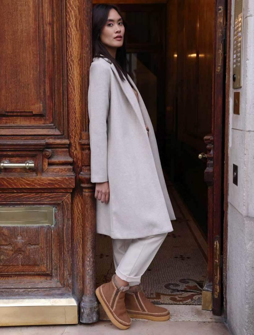 Setsu Crochet Side Zip Ankle Boot Camel Suede Beige Boots - Booties laidbacklondon 