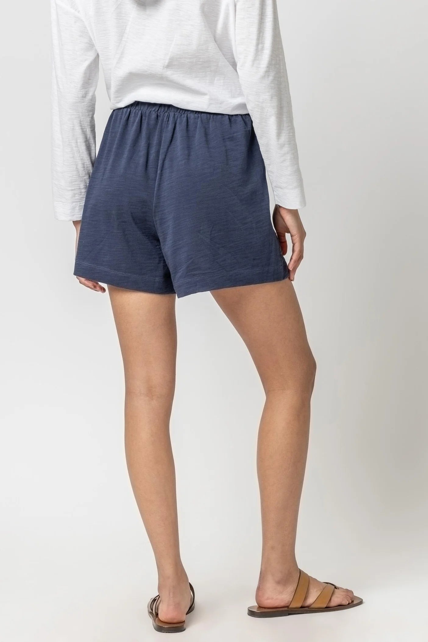 Elastic Waist Drawstring Shorts Navy Shorts Lilla P 