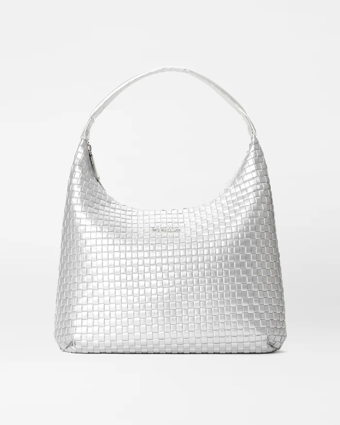 Large Woven Nylon Shoulder Bag Matte Silver Hobo &amp; Shoulder MZ Wallace 