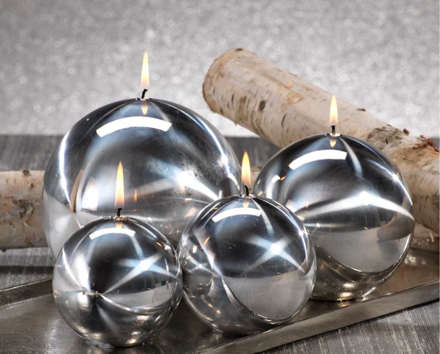 Titanium Ball Candle 6" Silver Accessories - Candles & Diffusers - Candles Zodax 