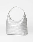 Large Woven Nylon Shoulder Bag Matte Silver Hobo & Shoulder MZ Wallace 