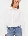 Renata Cropped Button Down Shirt White