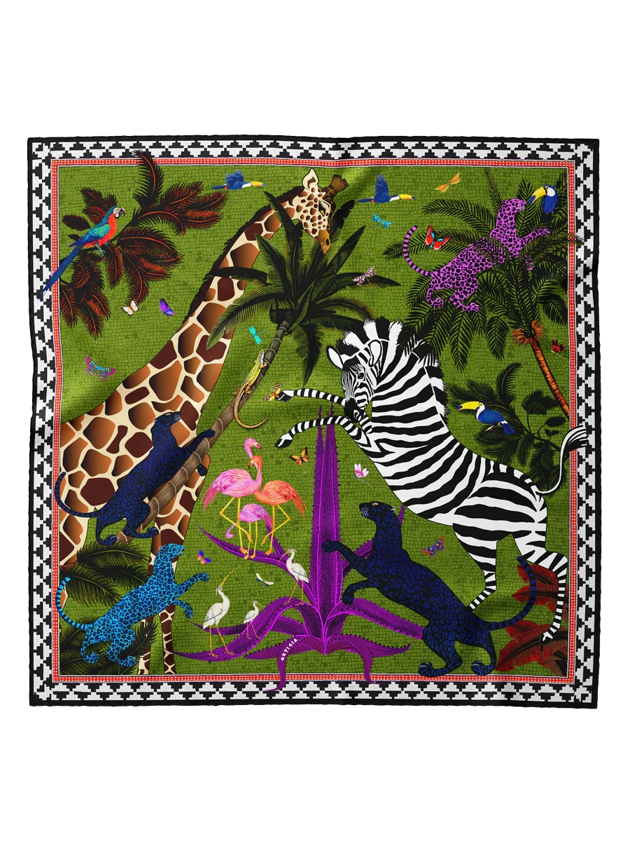 Jungle Small Square Scarf Green Scarves Ortigia 