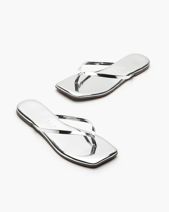 Square Toe Lily Mirror Chrome Sandals - Flip Flops Tkees 