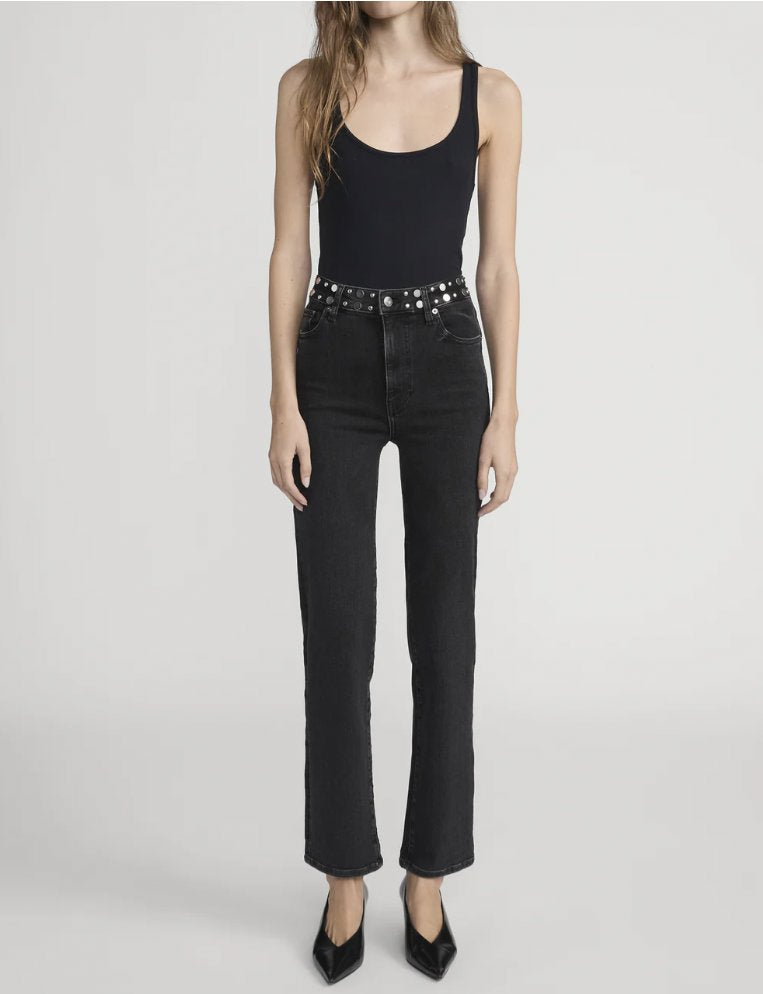 Le Sleek Straight Studded Meteor Denim - Straight Frame 