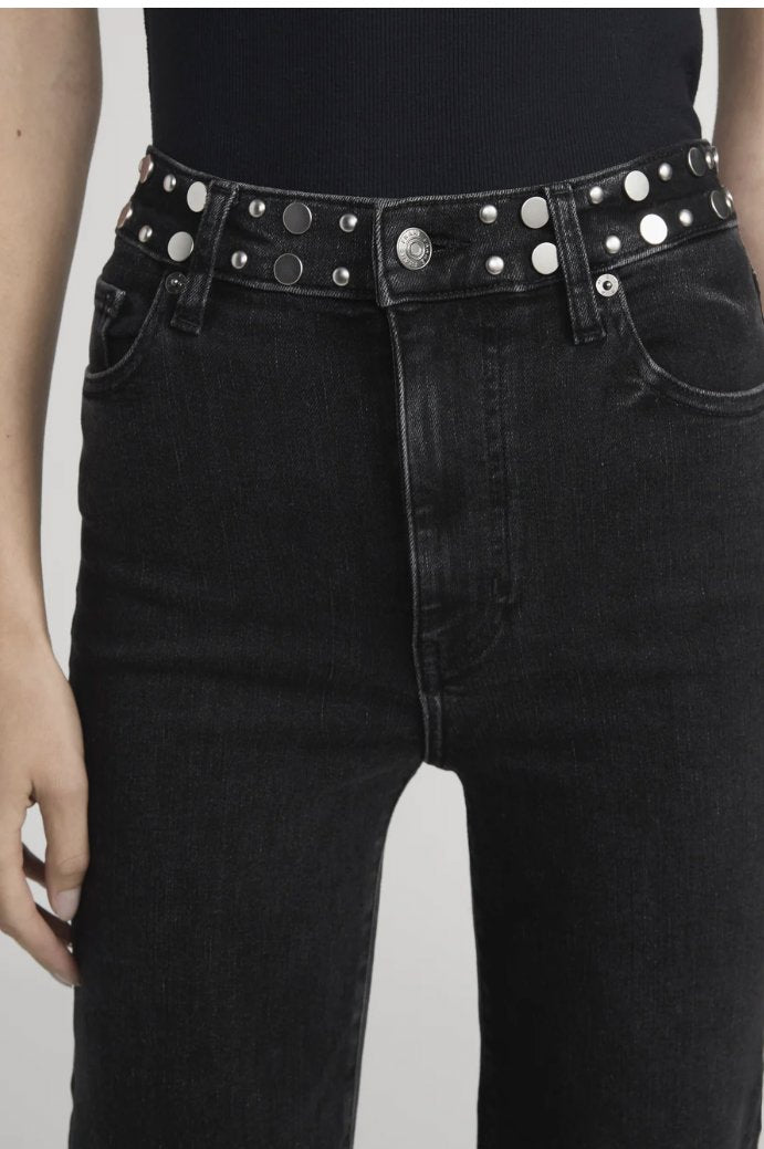 Le Sleek Straight Studded Meteor Denim - Straight Frame 