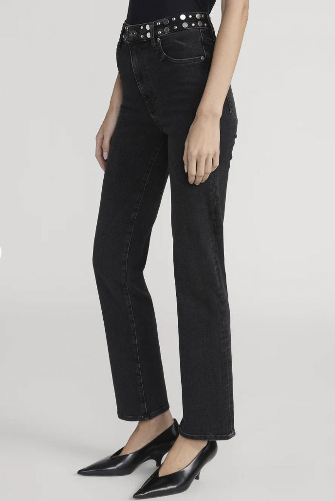 Le Sleek Straight Studded Meteor Denim - Straight Frame 