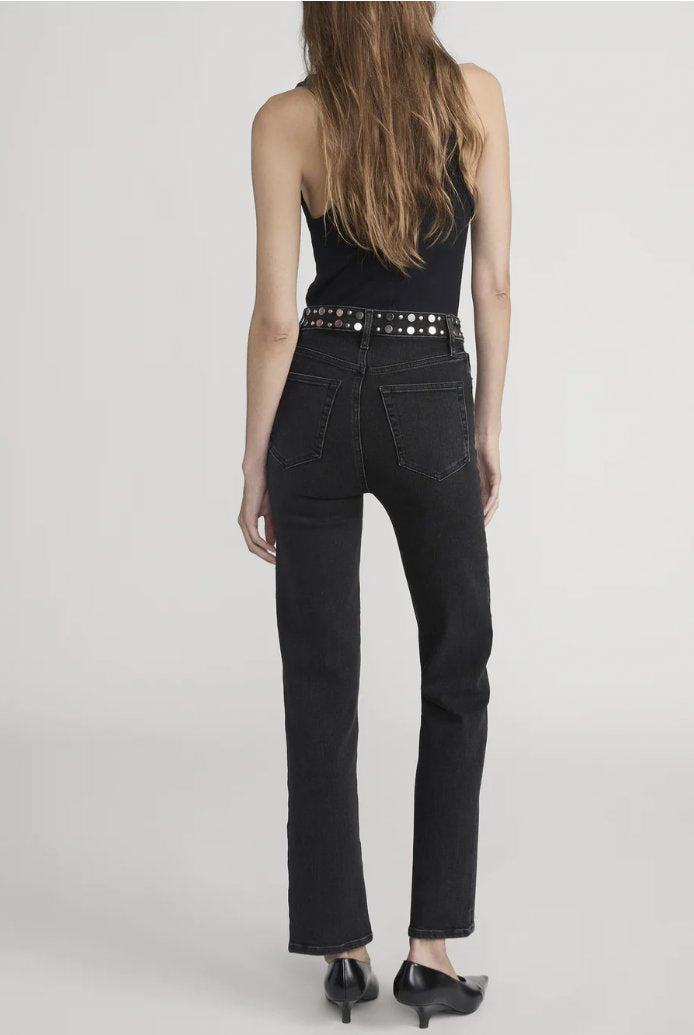 Le Sleek Straight Studded Meteor Denim - Straight Frame 