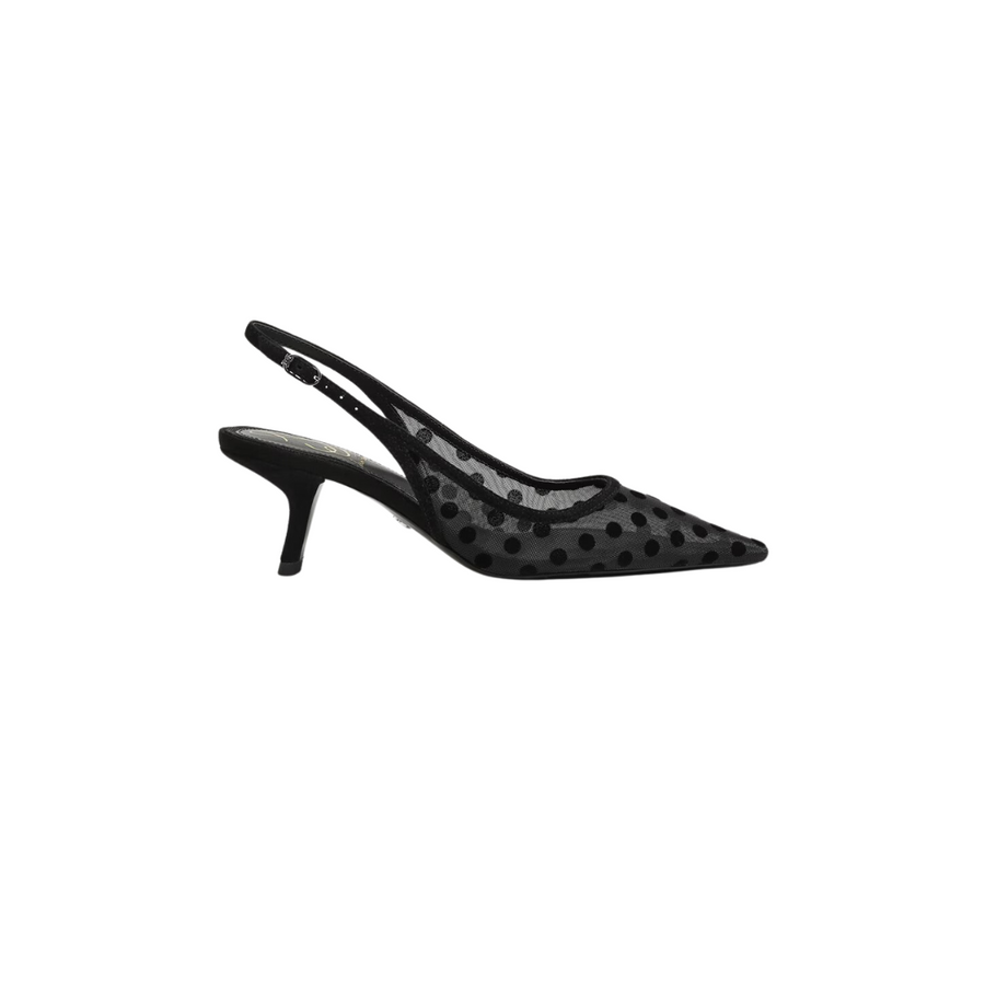 Bianka Slingback Pump Polka Dot Mesh Black