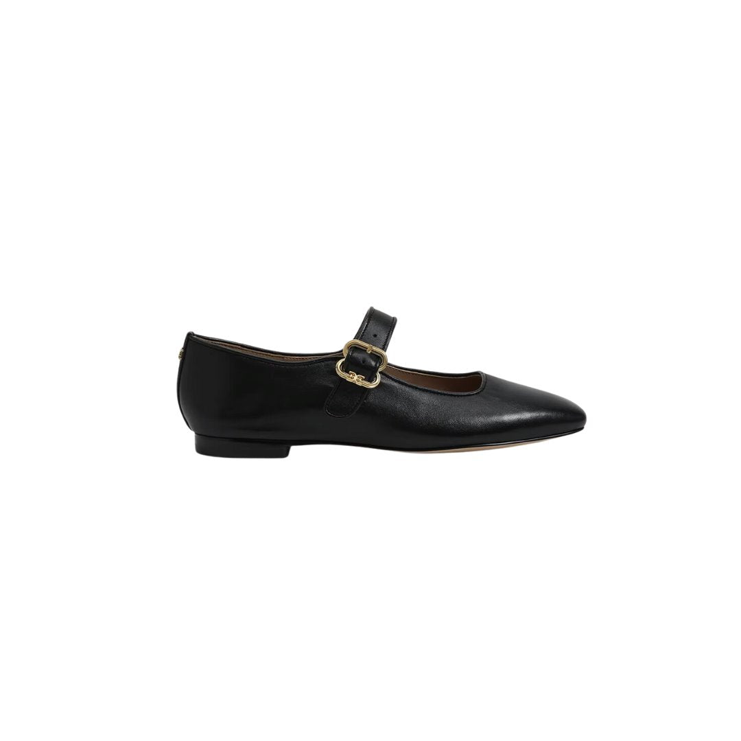 Michaela Mary Jane Flat Black Leather Flats - Ballet Sam Edelman 