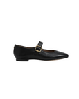 Michaela Mary Jane Flat Black Leather